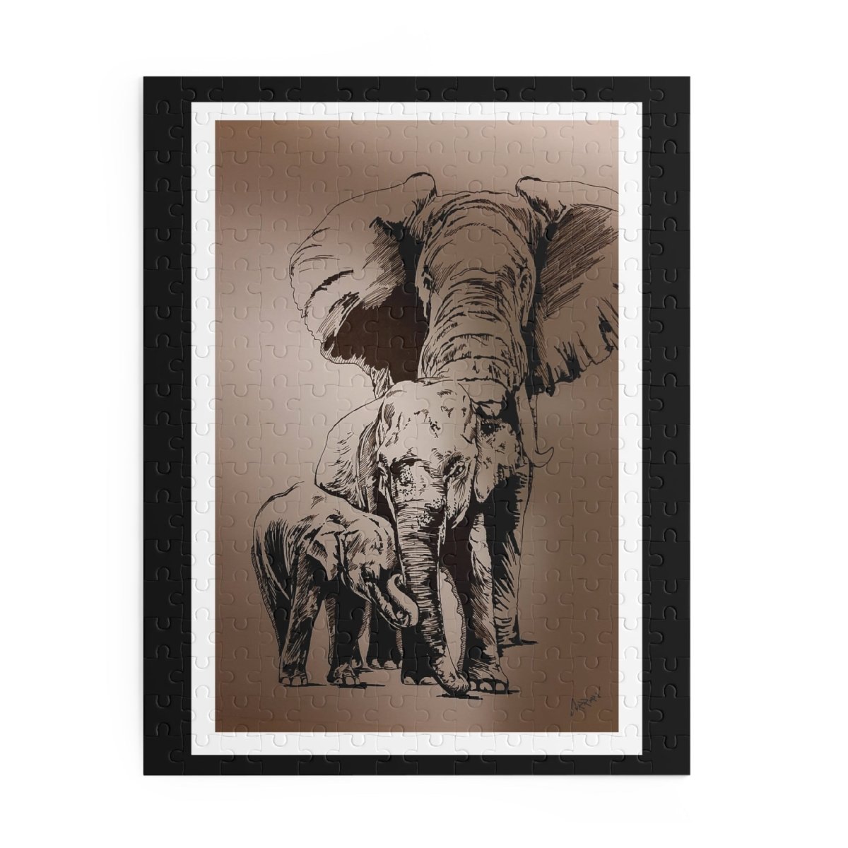Elephant Family Puzzle, Perfect for Wildlife Lovers & Family Game Nights - Curran Artworks