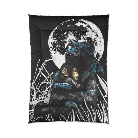 Embracing Love Comforter - Artistic Gorilla and Child Design for Cozy Bedrooms - Curran Artworks
