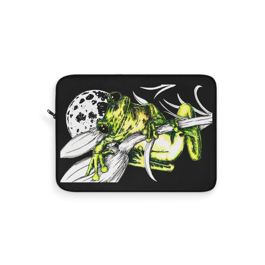 Frog Art Laptop Sleeve - Eco - Friendly Green Frog Design - Curran Artworks