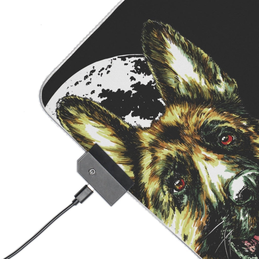 German Shepherd Design Illuminated LED Gaming Mouse Pad - Curran Artworks