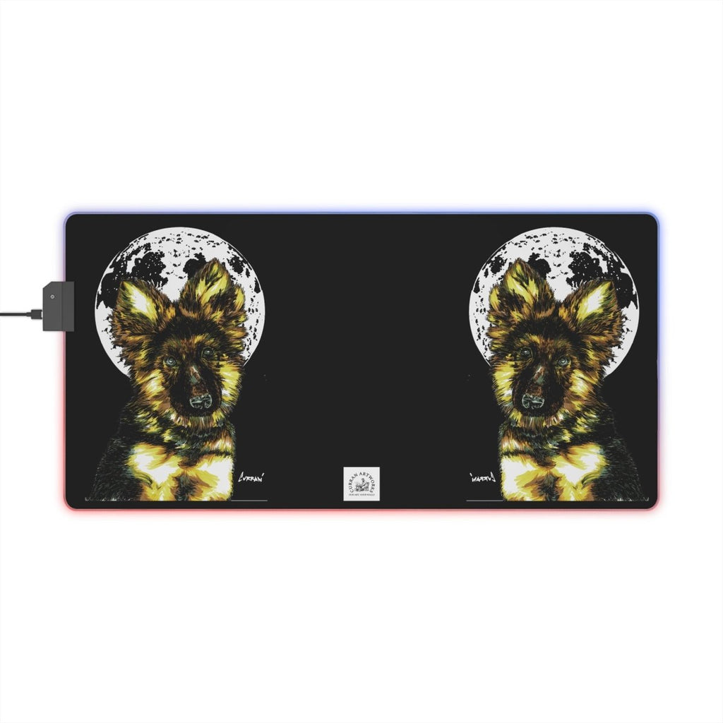 German Sheppard Puppy Custom LED Gaming Mouse Pad - Perfect for Pet Lovers - Curran Artworks