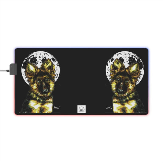 German Sheppard Puppy Custom LED Gaming Mouse Pad - Perfect for Pet Lovers - Curran Artworks