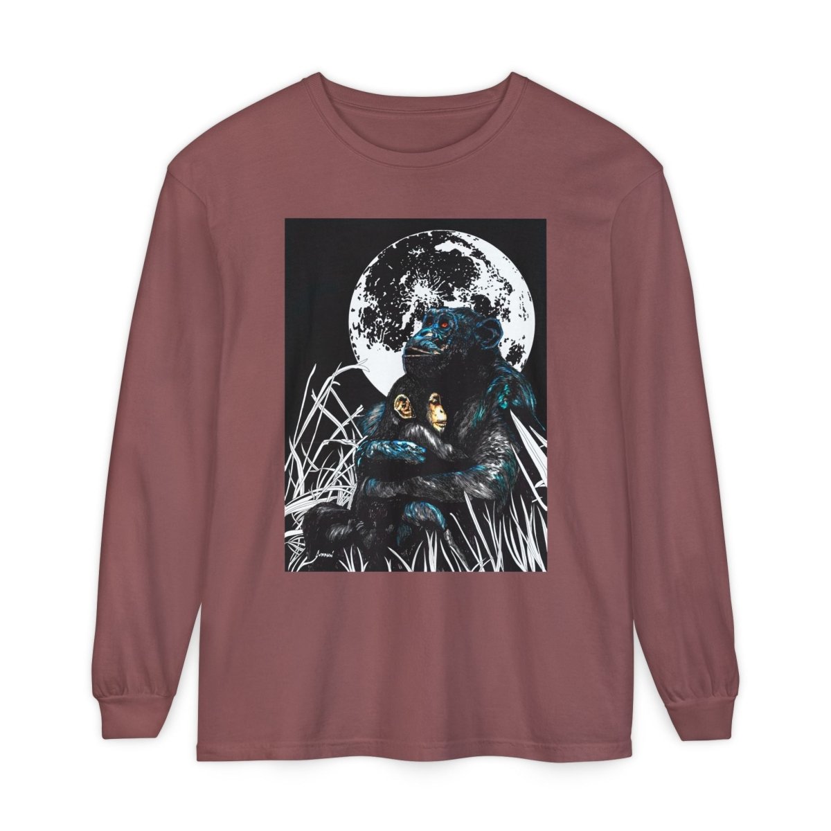 Gorilla and Child Long Sleeve T-Shirt - Nature - Inspired Gift for Animal Lovers - Curran Artworks