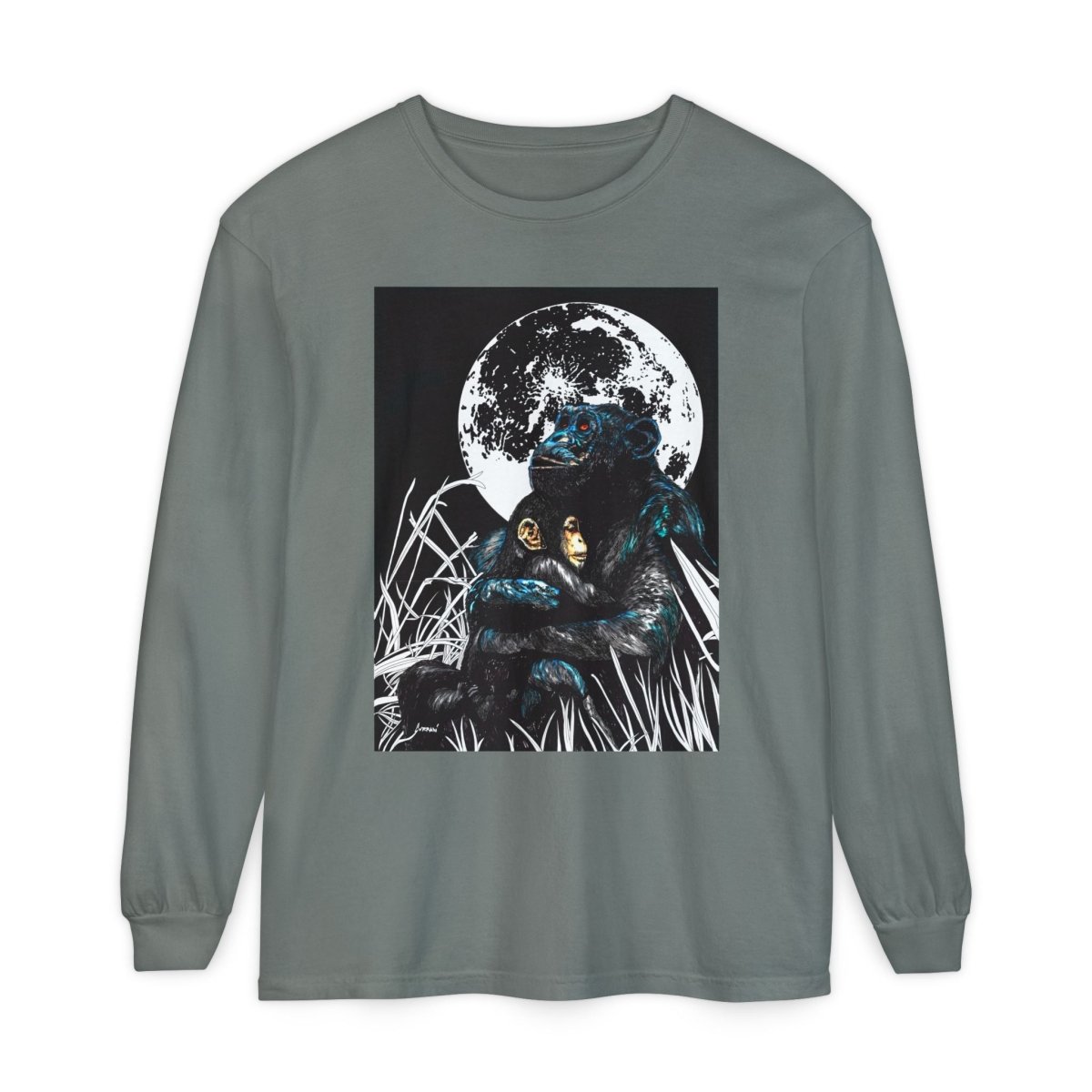 Gorilla and Child Long Sleeve T-Shirt - Nature - Inspired Gift for Animal Lovers - Curran Artworks