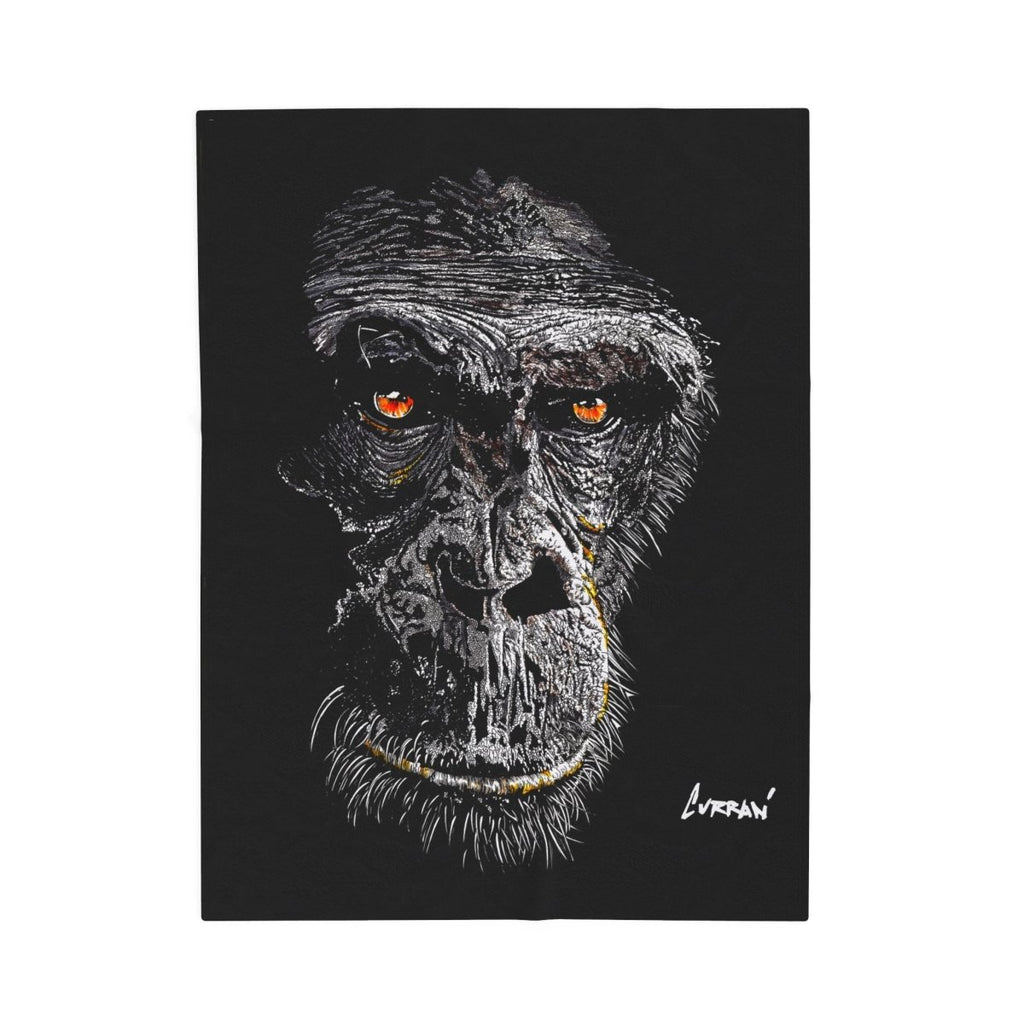 Gorilla Face Velveteen Plush Blanket - Soft Cozy Throw for Animal Lovers - Curran Artworks
