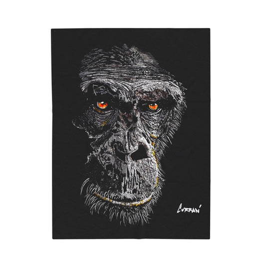 Gorilla Face Velveteen Plush Blanket - Soft Cozy Throw for Animal Lovers - Curran Artworks