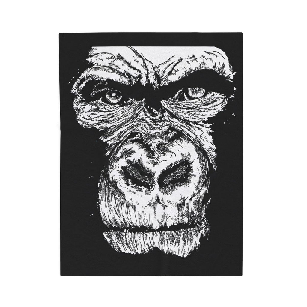 Gorilla Face Velveteen Plush Blanket - Soft, Cozy Throw for Animal Lovers - Curran Artworks
