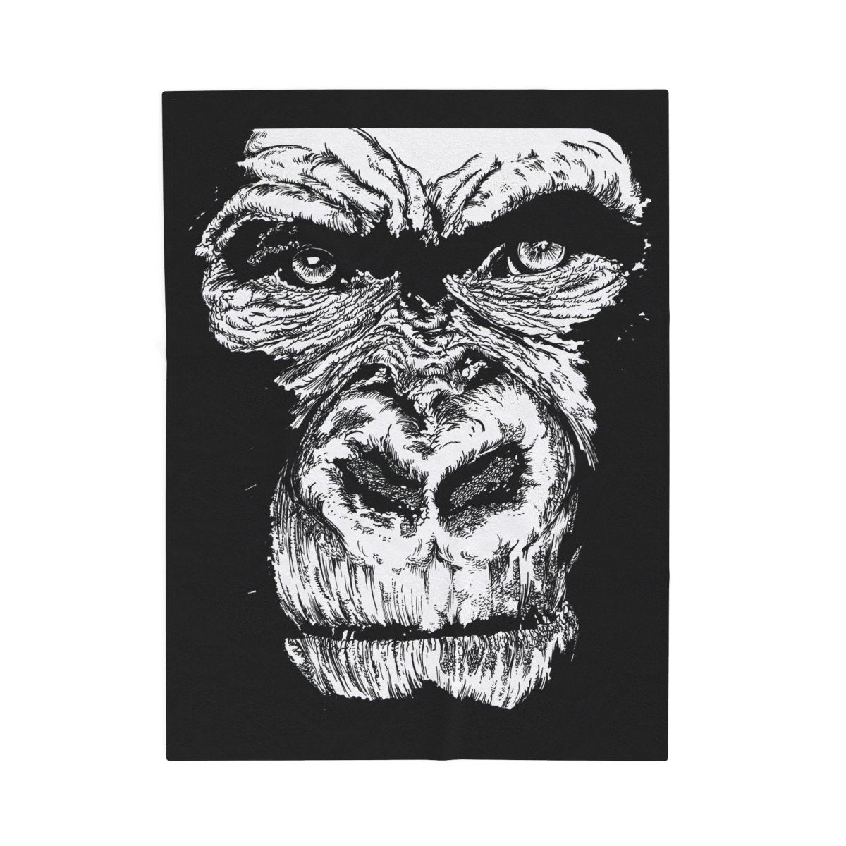 Gorilla Face Velveteen Plush Blanket - Soft, Cozy Throw for Animal Lovers - Curran Artworks