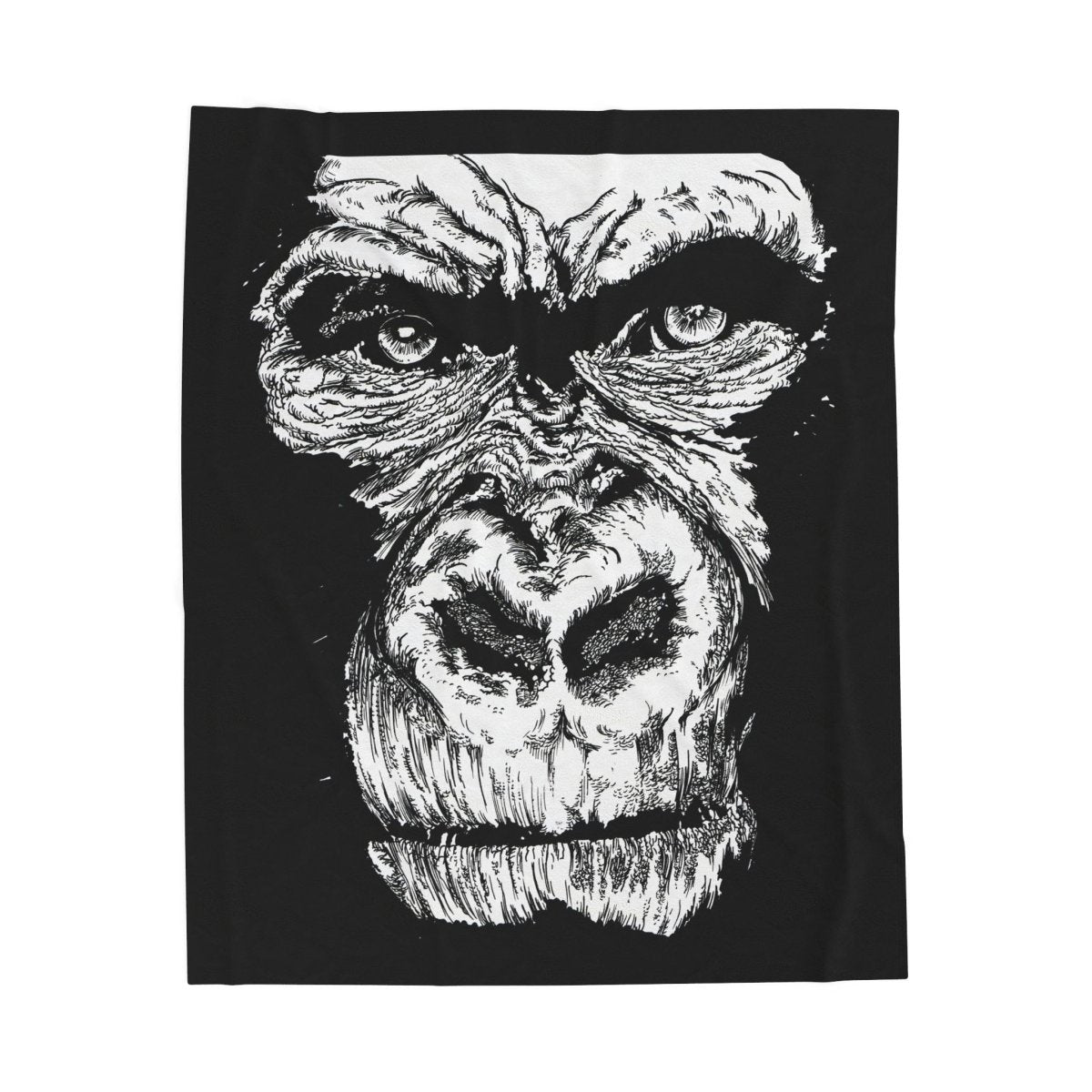 Gorilla Face Velveteen Plush Blanket - Soft, Cozy Throw for Animal Lovers - Curran Artworks