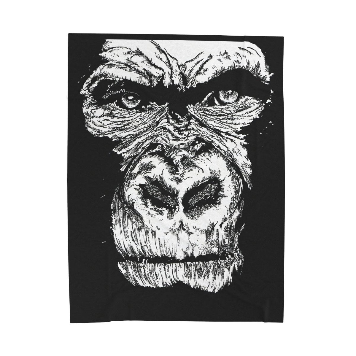 Gorilla Face Velveteen Plush Blanket - Soft, Cozy Throw for Animal Lovers - Curran Artworks