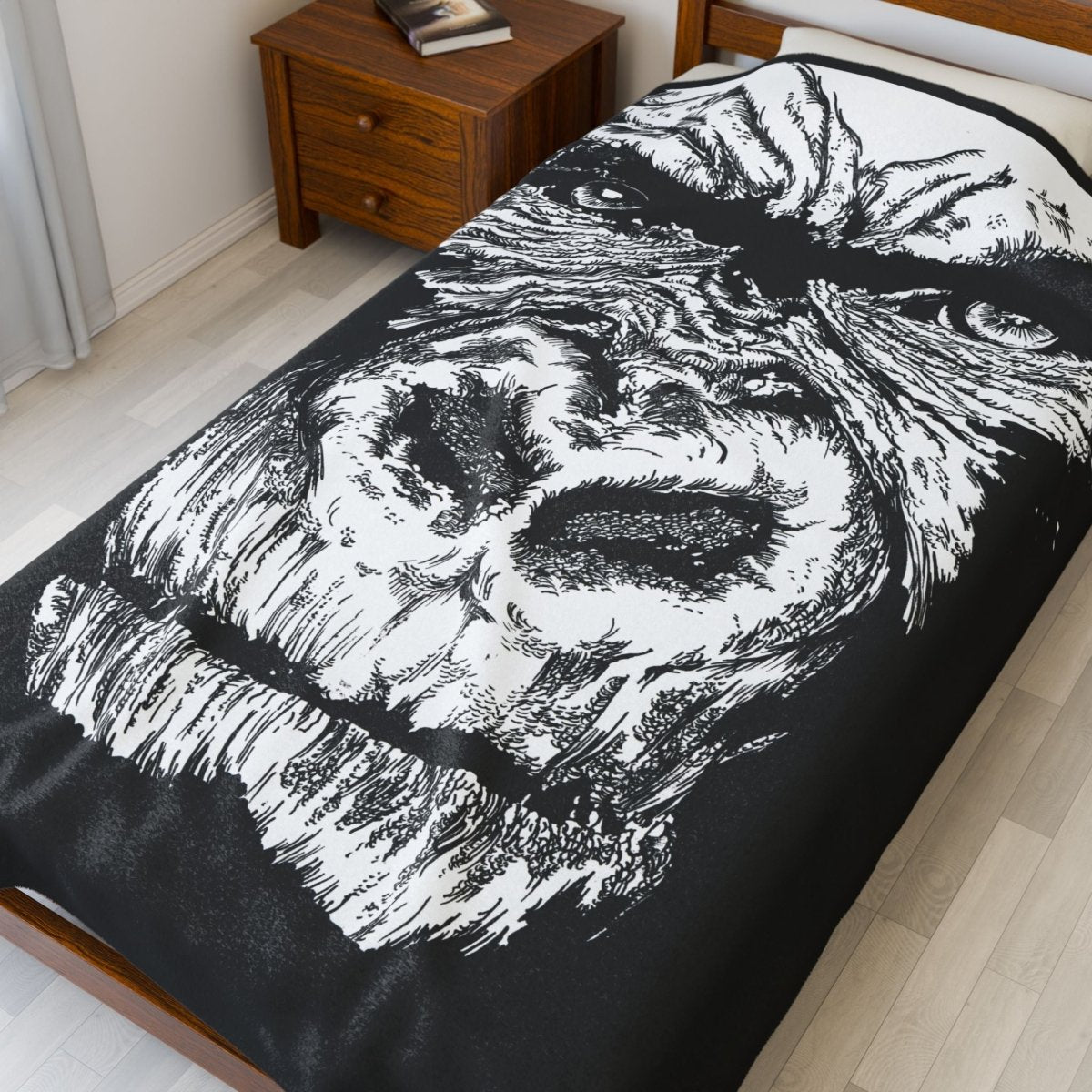 Gorilla Face Velveteen Plush Blanket - Soft, Cozy Throw for Animal Lovers - Curran Artworks