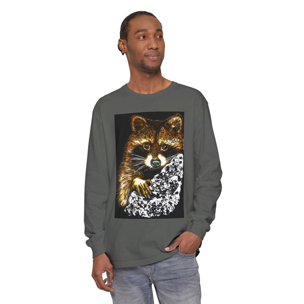 Hand - Drawn Raccoon Design Wildlife Lover's Long Sleeve T-Shirt - Curran Artworks
