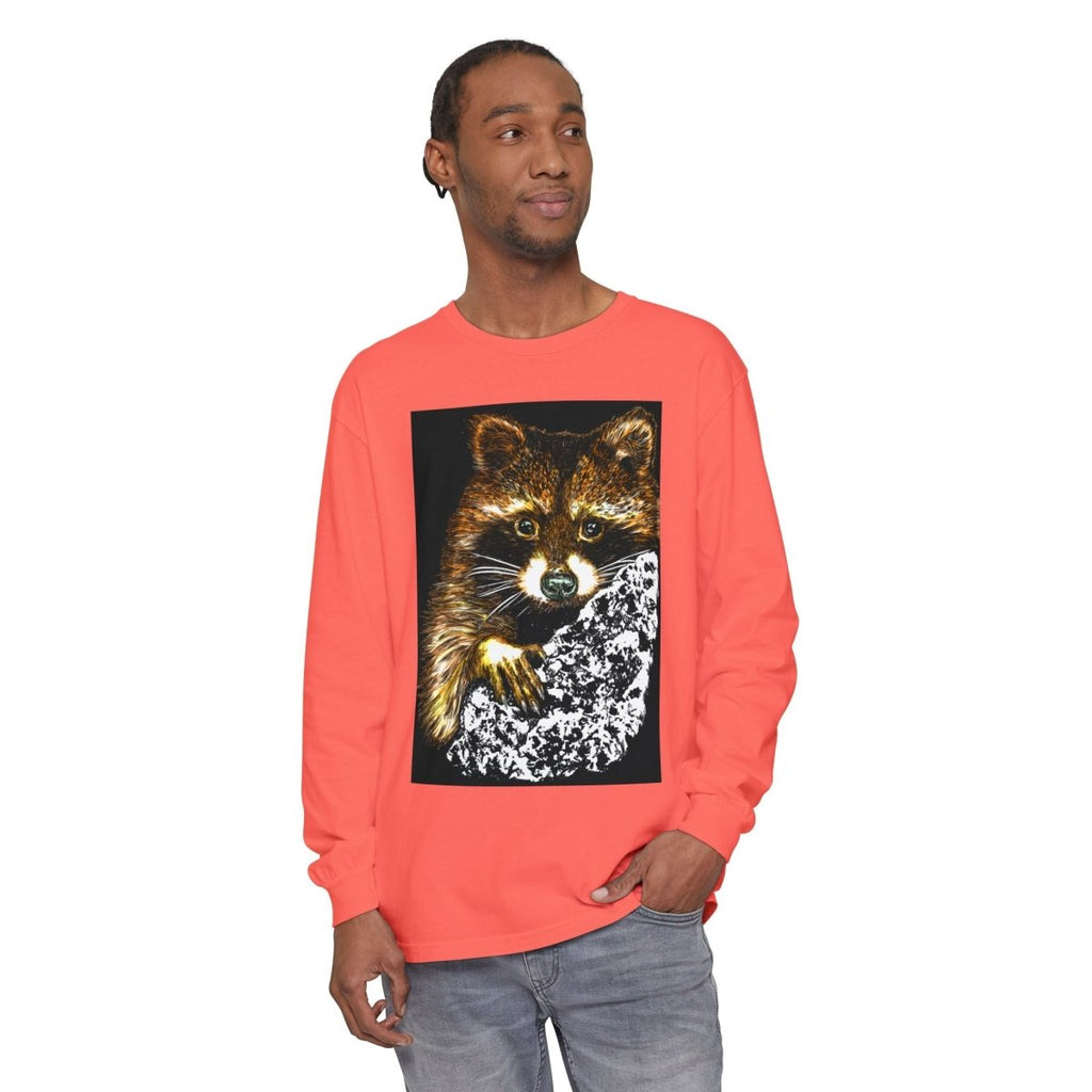 Hand - Drawn Raccoon Design Wildlife Lover's Long Sleeve T-Shirt - Curran Artworks