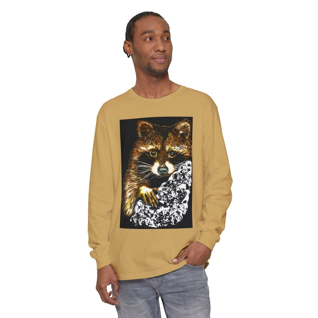 Hand - Drawn Raccoon Design Wildlife Lover's Long Sleeve T-Shirt - Curran Artworks