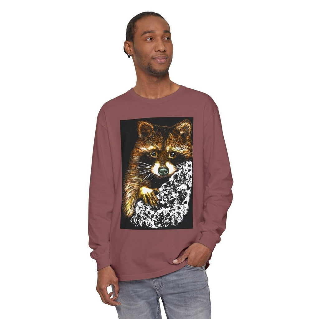 Hand - Drawn Raccoon Design Wildlife Lover's Long Sleeve T-Shirt - Curran Artworks