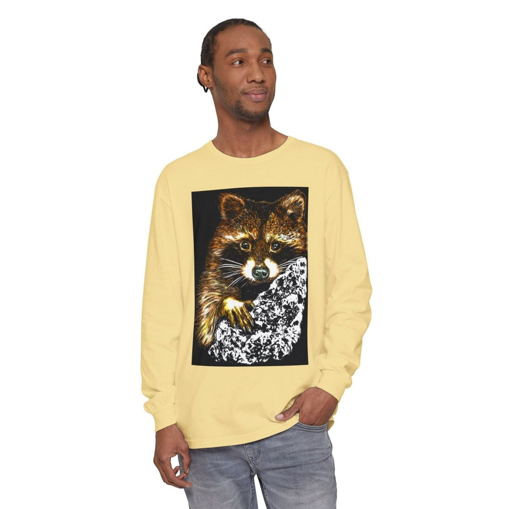 Hand - Drawn Raccoon Design Wildlife Lover's Long Sleeve T-Shirt - Curran Artworks