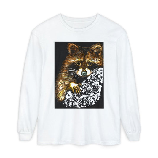 Hand - Drawn Raccoon Design Wildlife Lover's Long Sleeve T-Shirt - Curran Artworks
