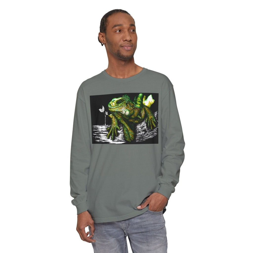 Iguana Eco - Friendly Long Sleeve T-Shirt for Nature Lovers - Curran Artworks