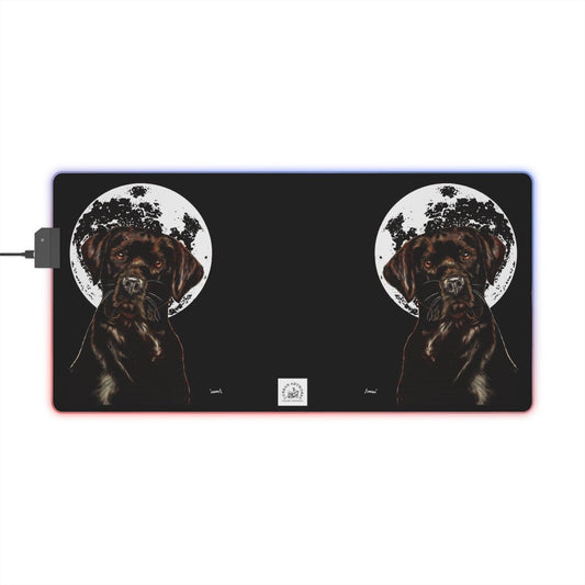 Illuminated Chocolate Lab Dog - Themed Gaming Mouse Pad - Perfect for Pet Lovers - Curran Artworks