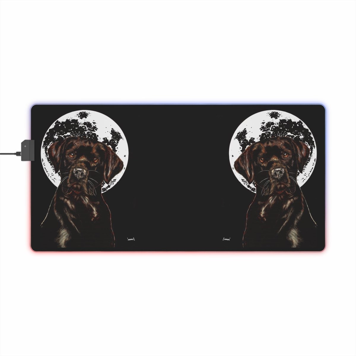 Illuminated Chocolate Lab Dog - Themed Gaming Mouse Pad - Perfect for Pet Lovers - Curran Artworks