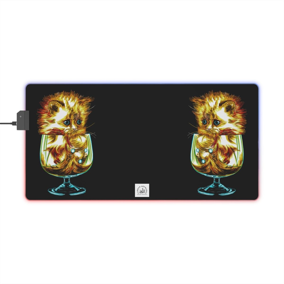 Illuminated Kitten Gaming Mouse Pad - LED Desk Accessory for Gamers - Curran Artworks