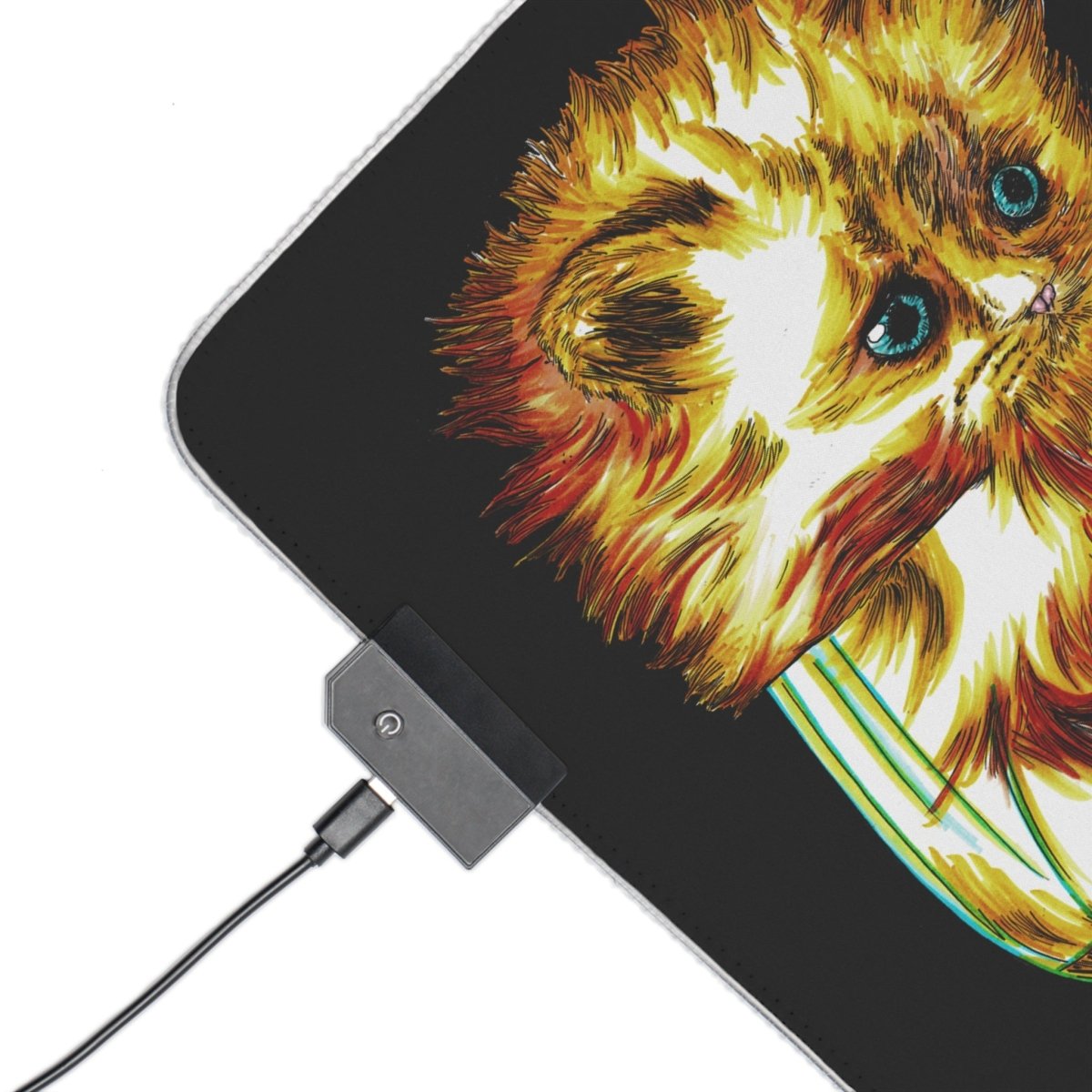 Illuminated Kitten Gaming Mouse Pad - LED Desk Accessory for Gamers - Curran Artworks