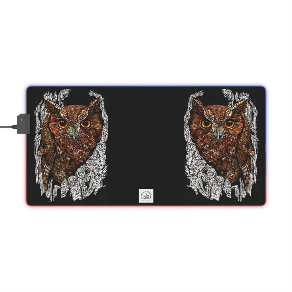 Illuminated Owl Gaming Mouse Pad - RGB Gaming Accessory - Curran Artworks