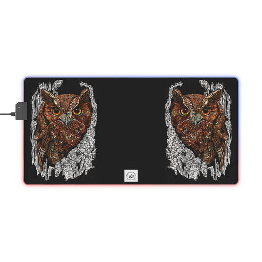 Illuminated Owl Gaming Mouse Pad - RGB Gaming Accessory - Curran Artworks