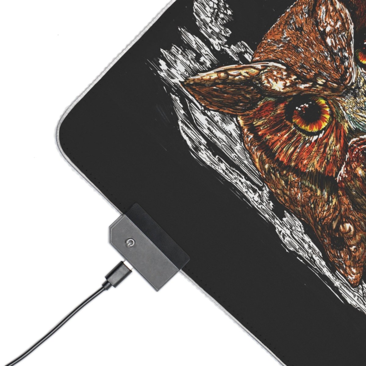 Illuminated Owl Gaming Mouse Pad - RGB Gaming Accessory - Curran Artworks