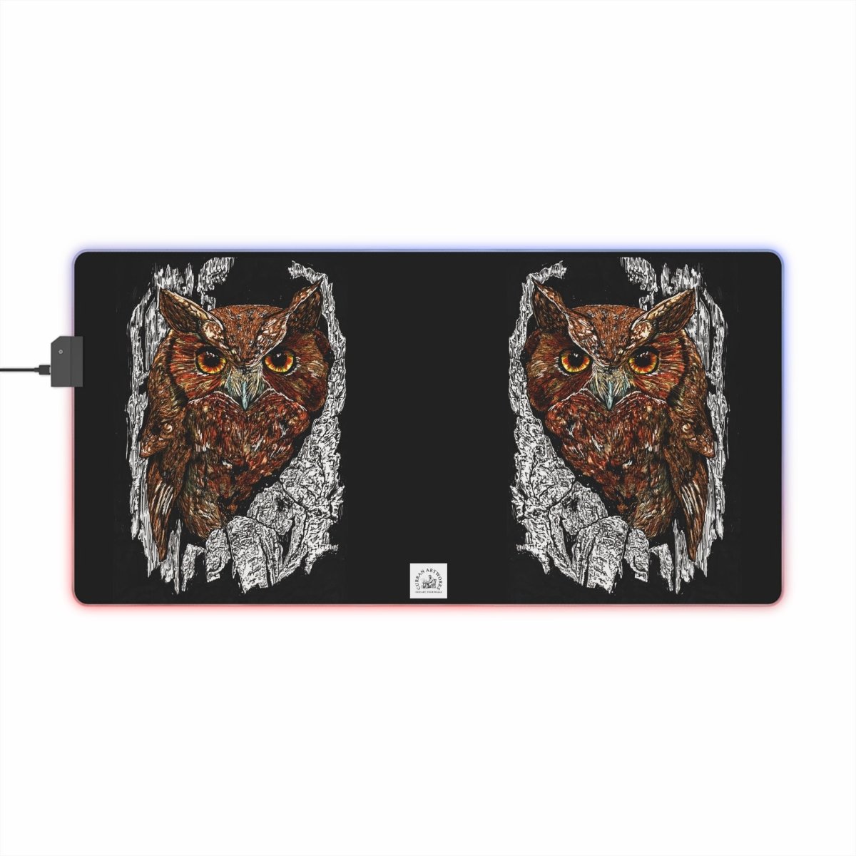 Illuminated Owl Gaming Mouse Pad - RGB Gaming Accessory - Curran Artworks