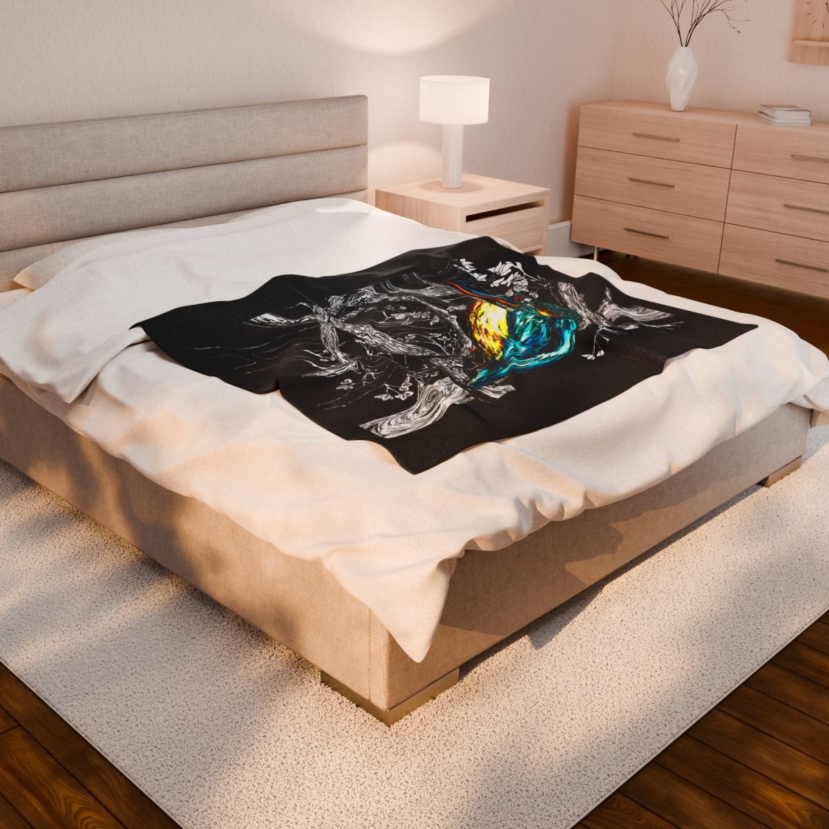 Kingfisher Art Velveteen Plush Blanket - Cozy Bird Design for Nature Lovers - Curran Artworks
