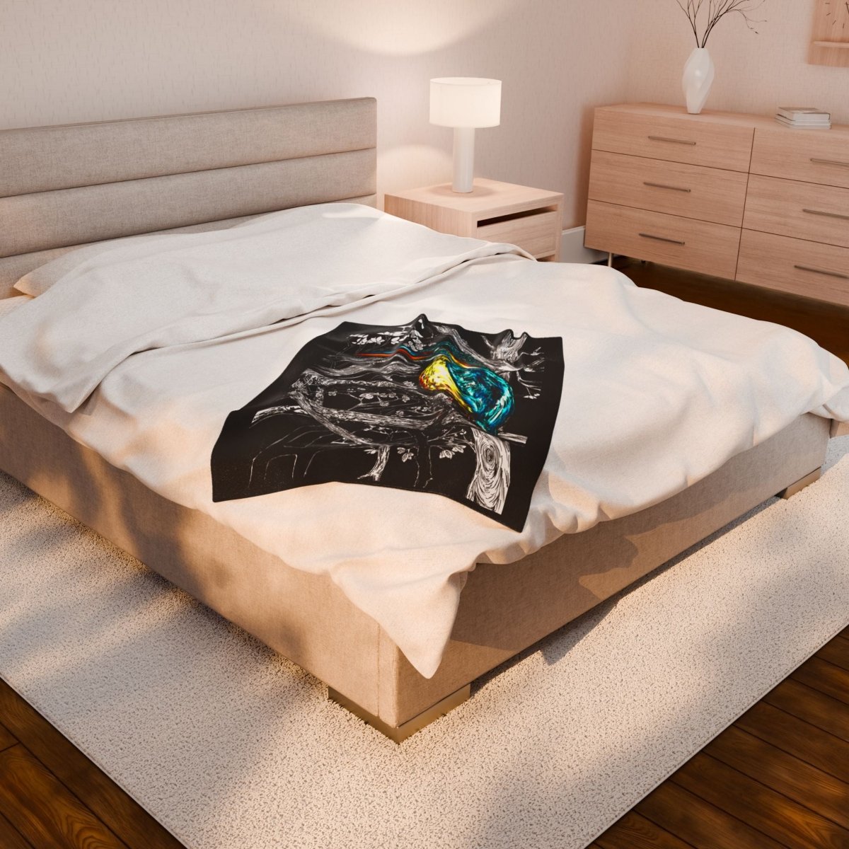 Kingfisher Art Velveteen Plush Blanket - Cozy Bird Design for Nature Lovers - Curran Artworks