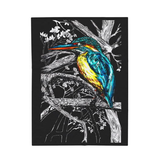 Kingfisher Art Velveteen Plush Blanket - Cozy Bird Design for Nature Lovers - Curran Artworks