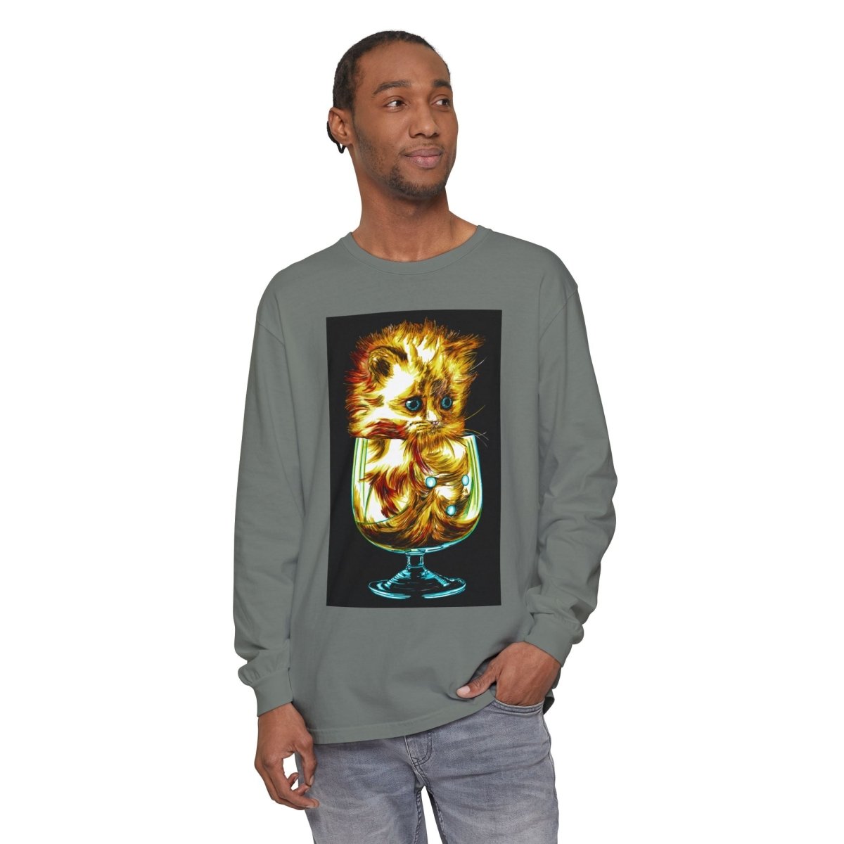 Kitten Graphic Long Sleeve T-Shirt - Cute & Comfy Unisex Tee - Curran Artworks