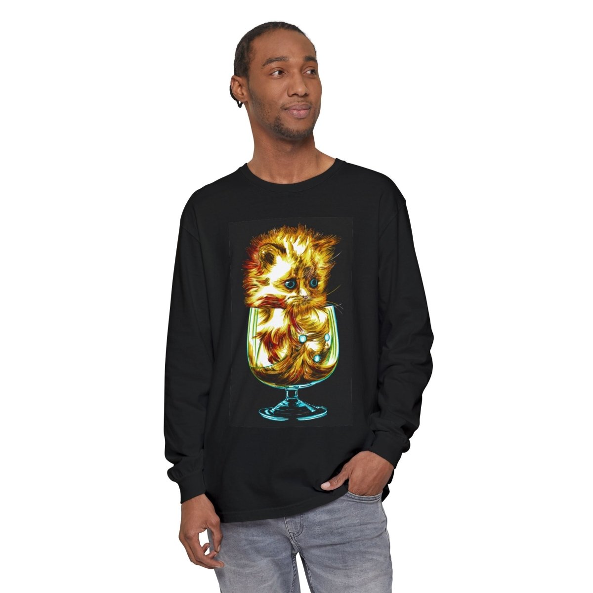 Kitten Graphic Long Sleeve T-Shirt - Cute & Comfy Unisex Tee - Curran Artworks