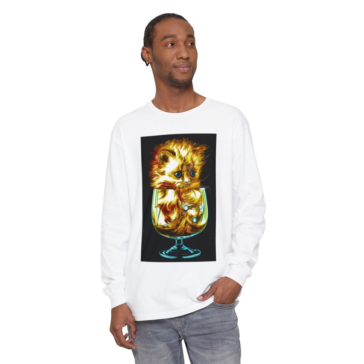 Kitten Graphic Long Sleeve T-Shirt - Cute & Comfy Unisex Tee - Curran Artworks