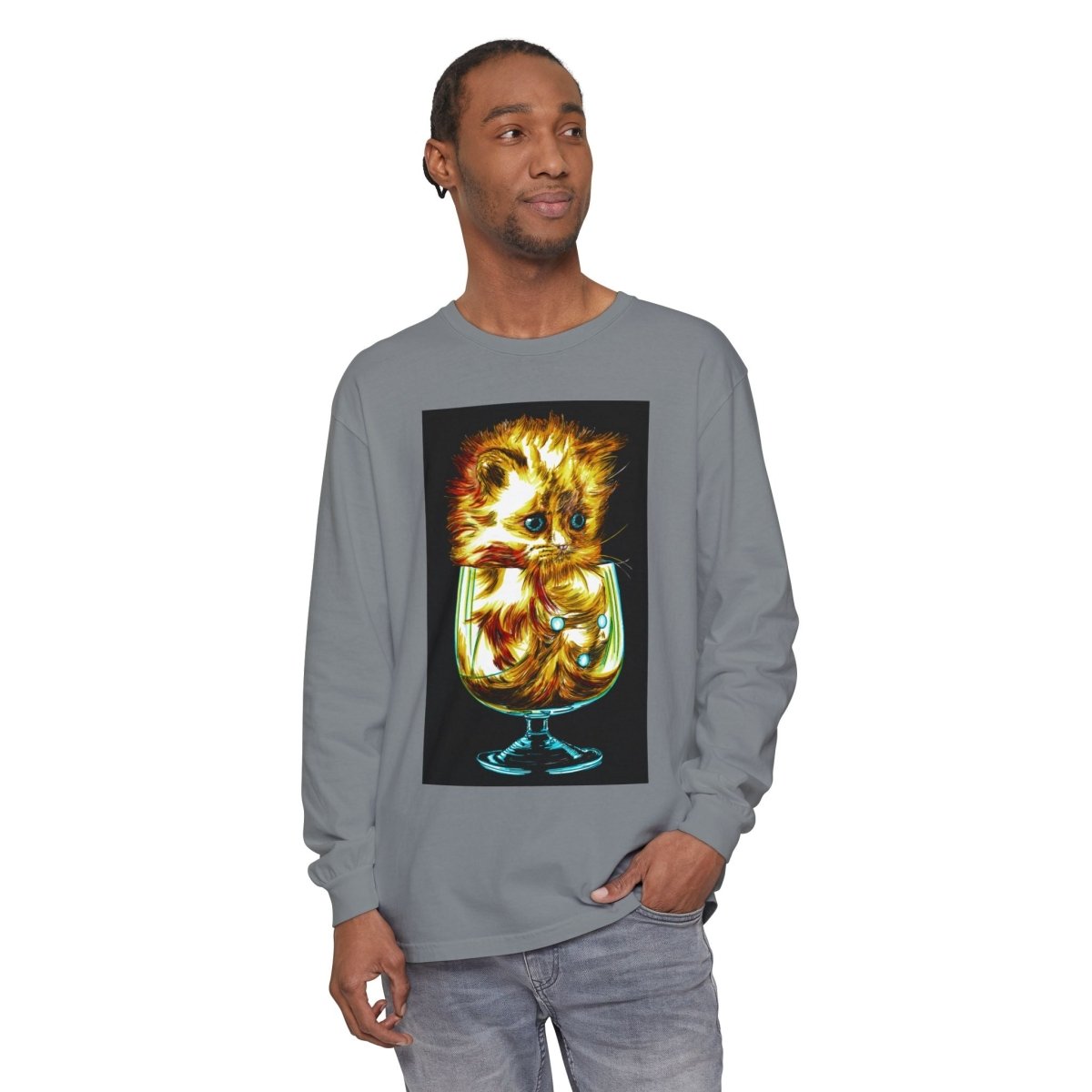 Kitten Graphic Long Sleeve T-Shirt - Cute & Comfy Unisex Tee - Curran Artworks