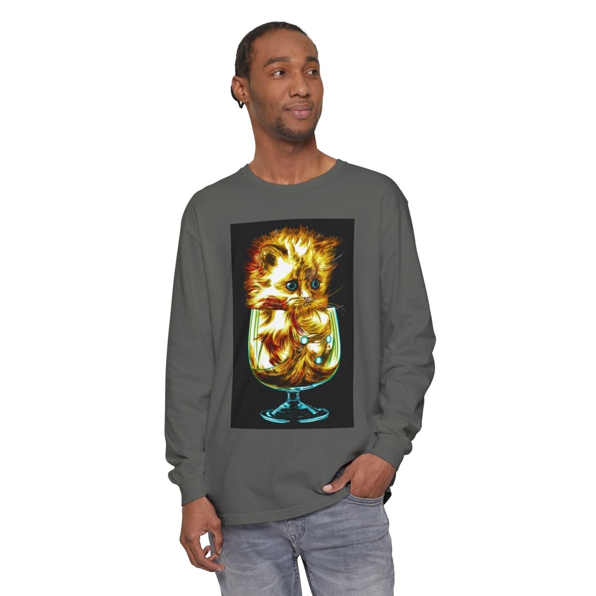 Kitten Graphic Long Sleeve T-Shirt - Cute & Comfy Unisex Tee - Curran Artworks