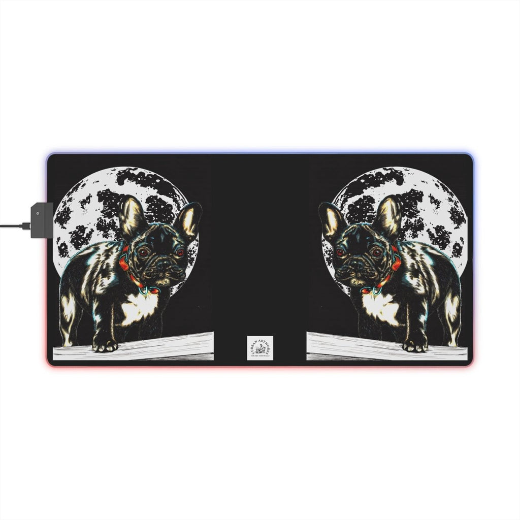 LED Gaming Mouse Pad - French Bulldog Design with Mood Lighting - Curran Artworks