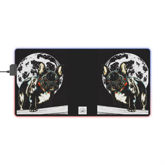 LED Gaming Mouse Pad - French Bulldog Design with Mood Lighting - Curran Artworks