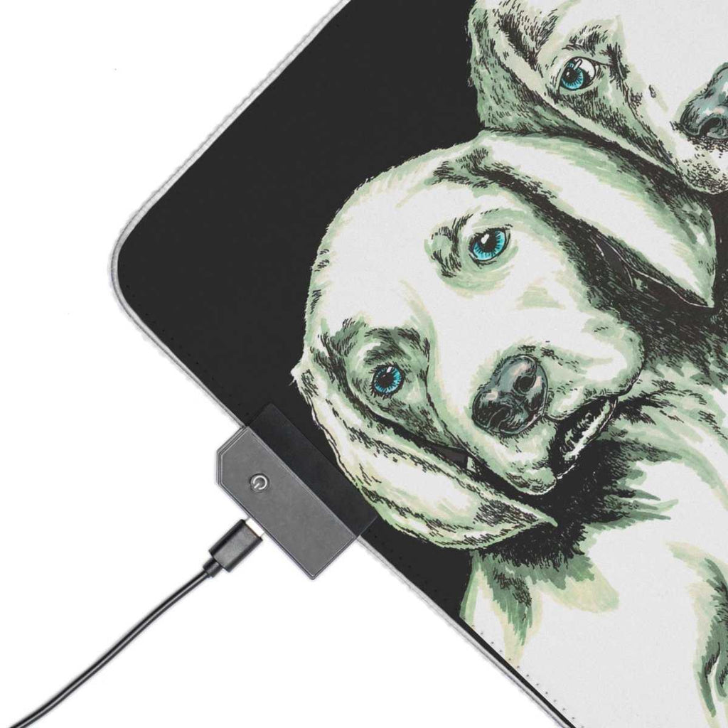 LED Gaming Mouse Pad - Puppies Design by Kris Curran at Curran Artworks - Curran Artworks