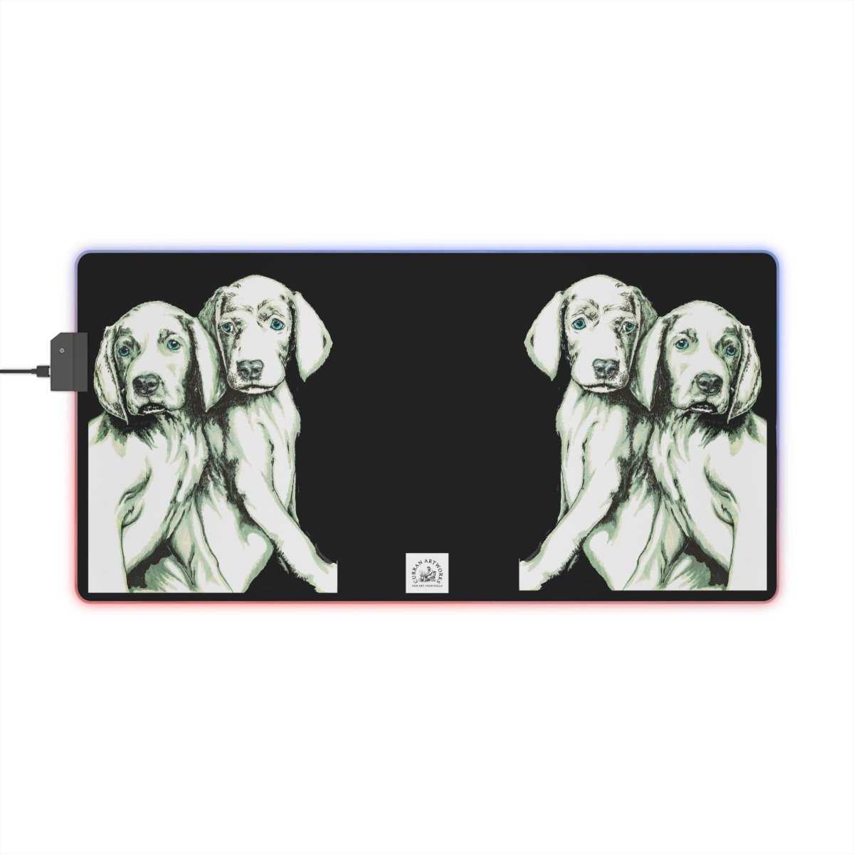 LED Gaming Mouse Pad - Puppies Design by Kris Curran at Curran Artworks - Curran Artworks