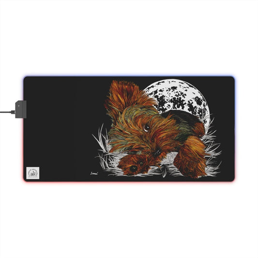 LED Gaming Mouse Pad with Dog Illustration - Cool RGB Design for Gamers - Curran Artworks