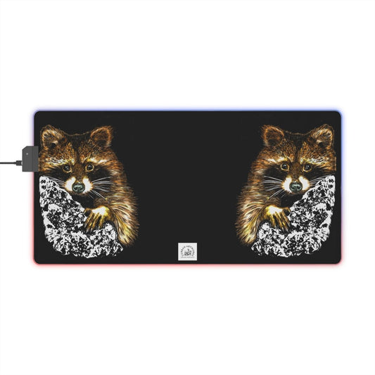 LED Gaming Mouse Pad with Illuminated Raccoon Design - Perfect for Gamers - Curran Artworks