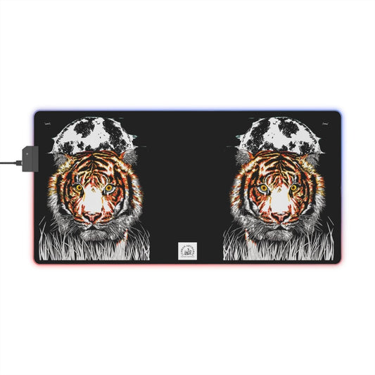LED Illuminous Tiger Gaming Mouse Pad - Colorful Light - Up RGB Desktop Mat - Curran Artworks