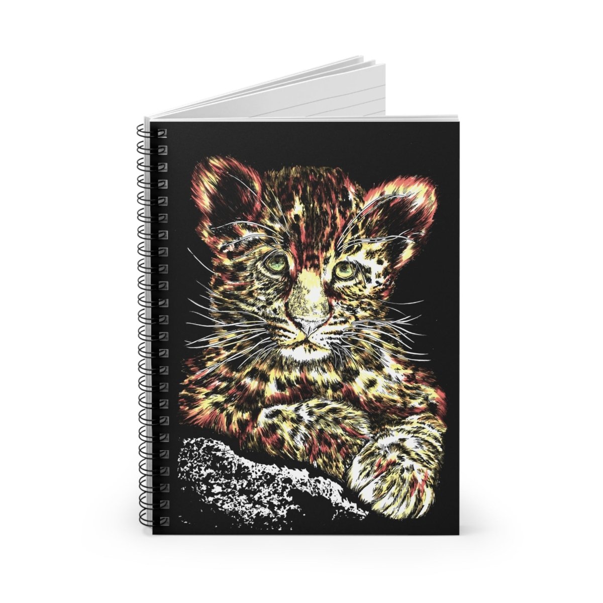 Leopard Cub Wildlife Spiral Notebook - Cute Leopard Cub Design - Curran Artworks