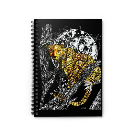 Leopard Moon Spiral Notebook - Ruled Lines for Nature Lovers - Curran Artworks