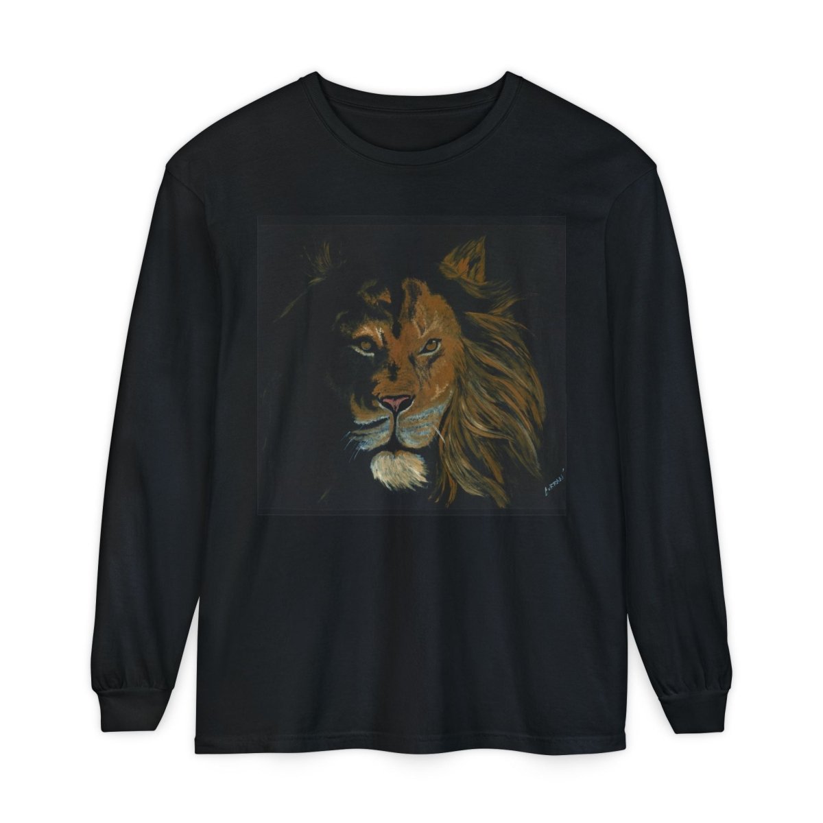 Majestic Lion Long Sleeve T-Shirt | Unisex Garment - Dyed Tee for Wildlife Lovers - Curran Artworks