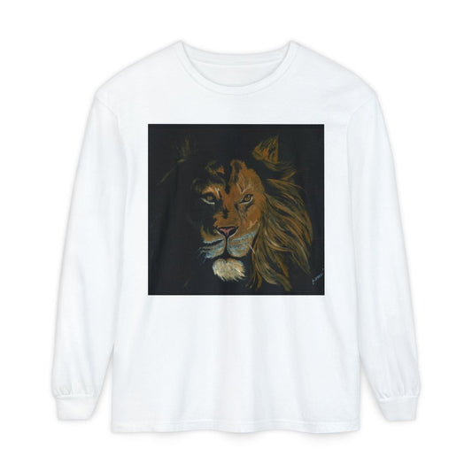 Majestic Lion Long Sleeve T-Shirt | Unisex Garment - Dyed Tee for Wildlife Lovers - Curran Artworks