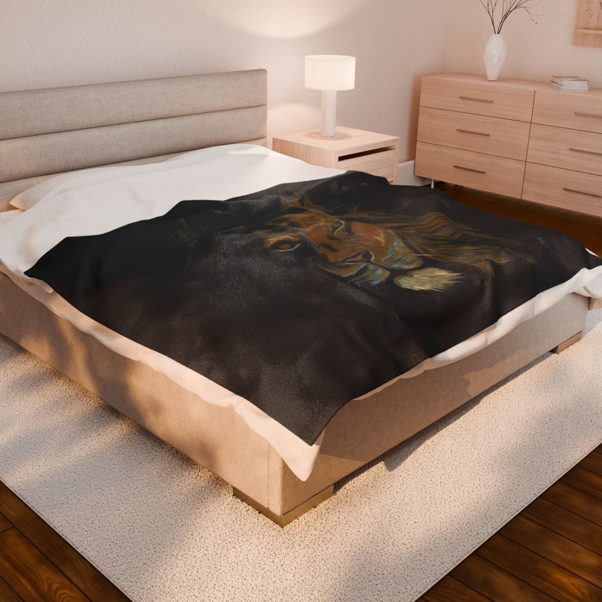 Majestic Lion Velveteen Plush Blanket - Cozy Animal Throw for Nature Lovers - Curran Artworks
